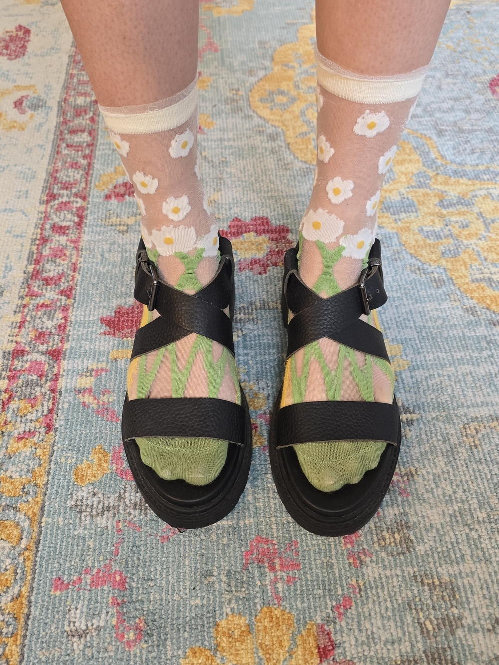 Black Platform Leather Sandals - Picture 2 of 5